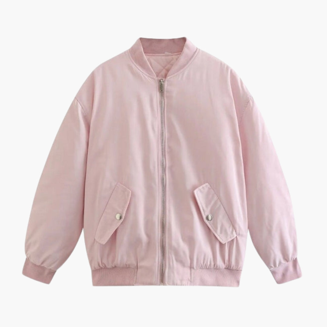 Blouson Bomber Taglia Grande Donna con Polsini a Costine