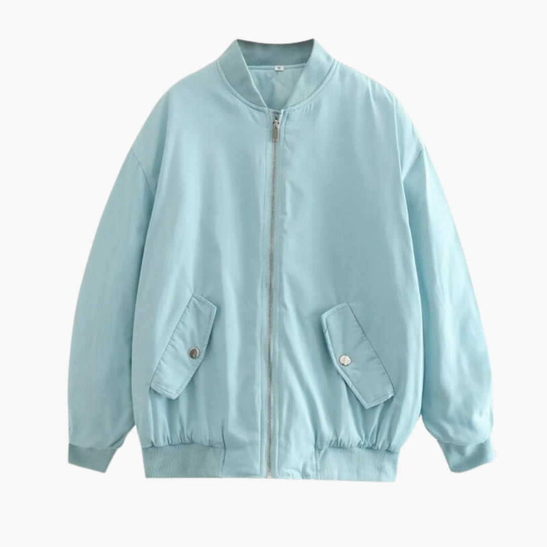 Blouson Bomber Taglia Grande Donna con Polsini a Costine