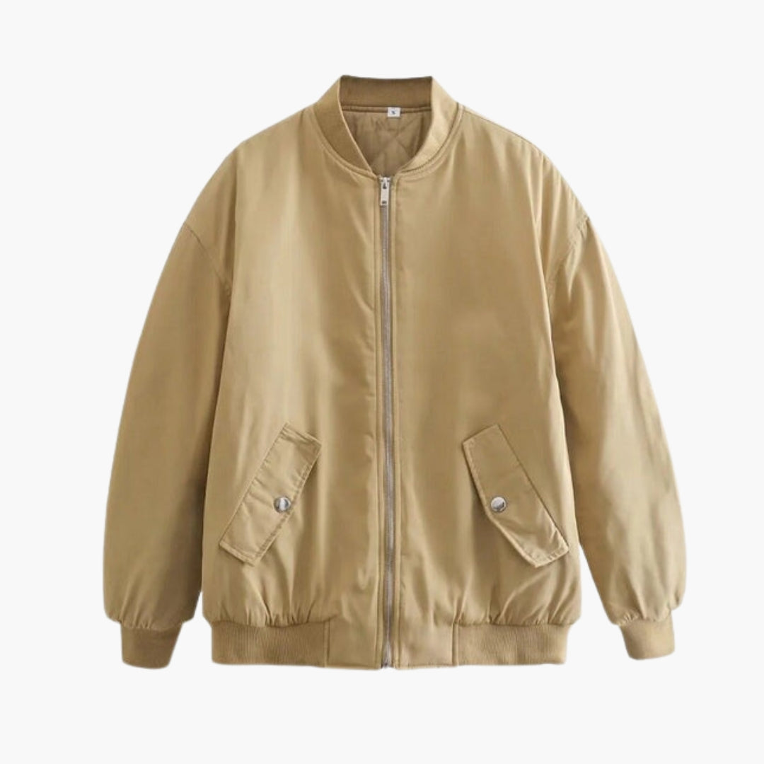Blouson Bomber Taglia Grande Donna con Polsini a Costine
