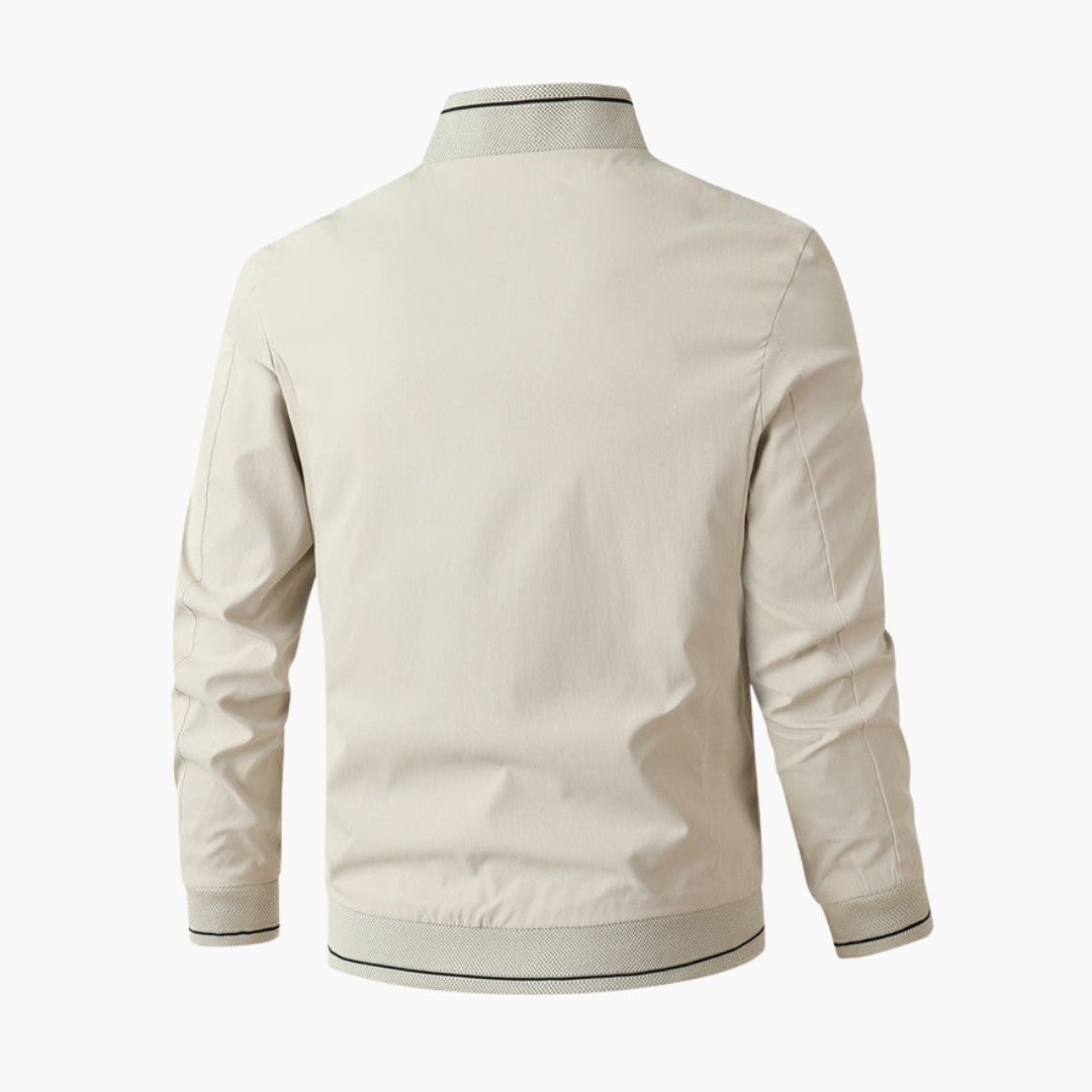 Blouson bomber da uomo con collo dritto e polsini a coste