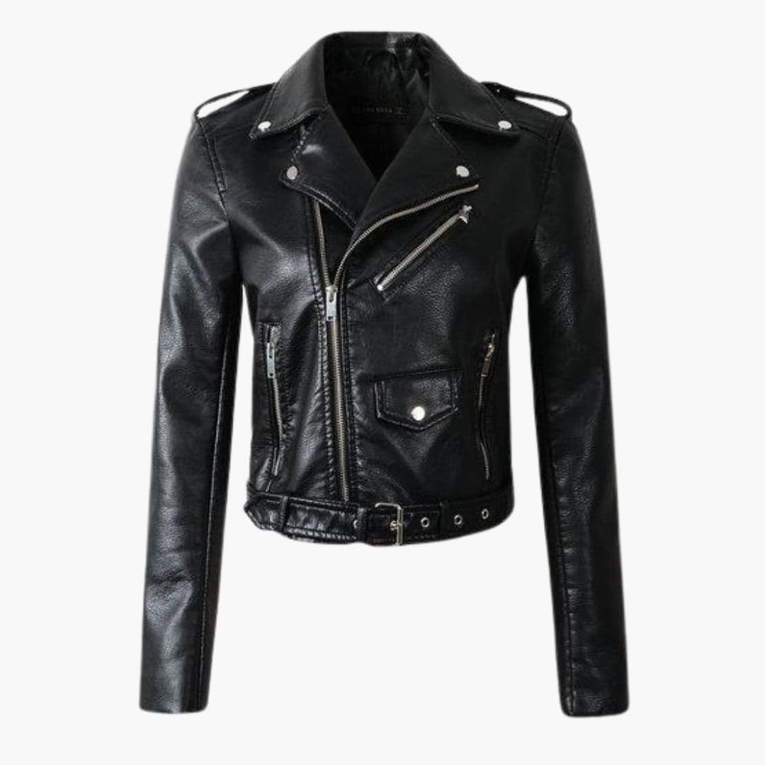 Blouson Motard Femme avec Fermeture Zippée