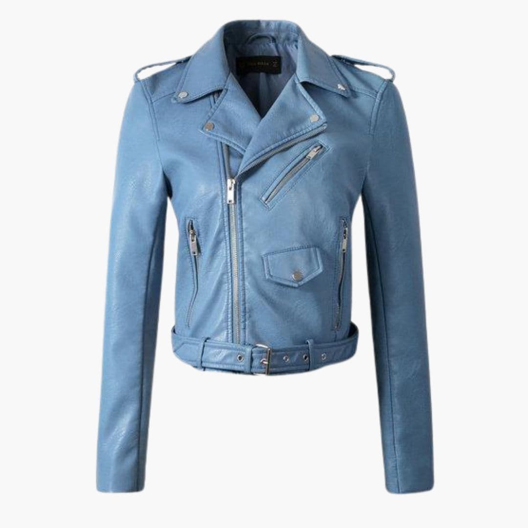 Blouson Motard Femme avec Fermeture Zippée
