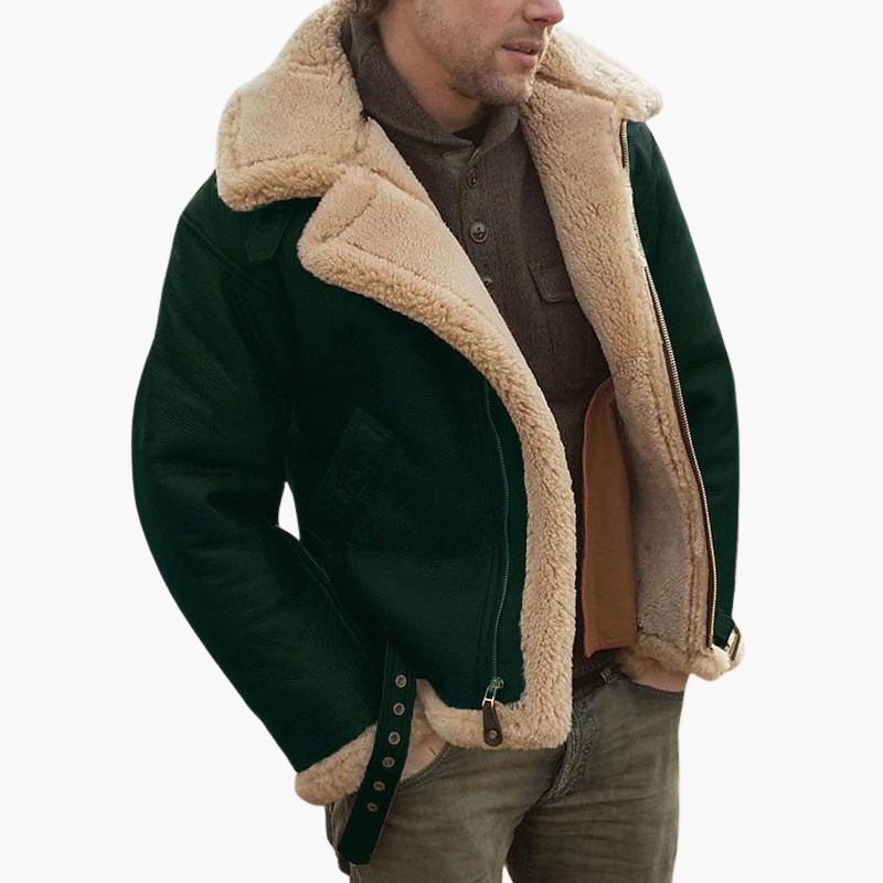 Blouson aviateur pour homme avec col imitation shearling et fermeture éclair