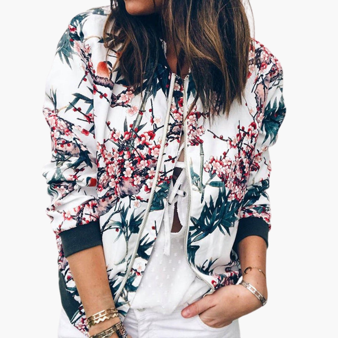 Women's bomber jacket with zip closure and ribbed finishes