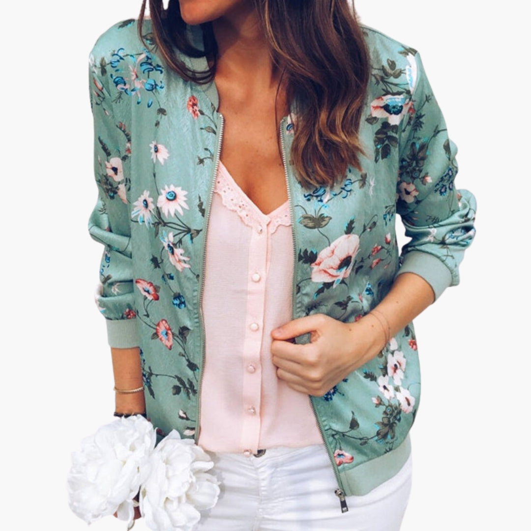 Women's bomber jacket with zip closure and ribbed finishes