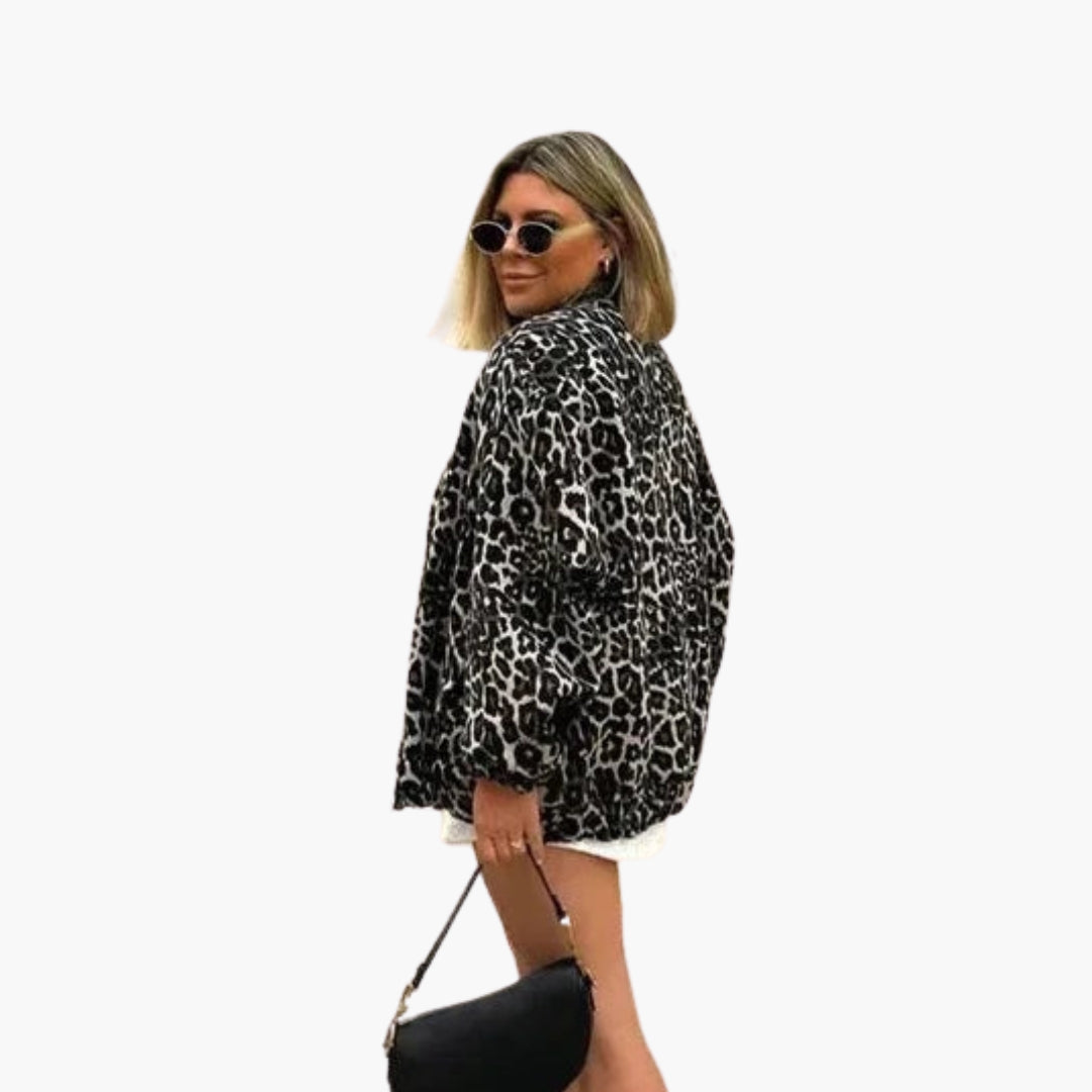 Bomber donna con chiusura lampo e motivo animalier