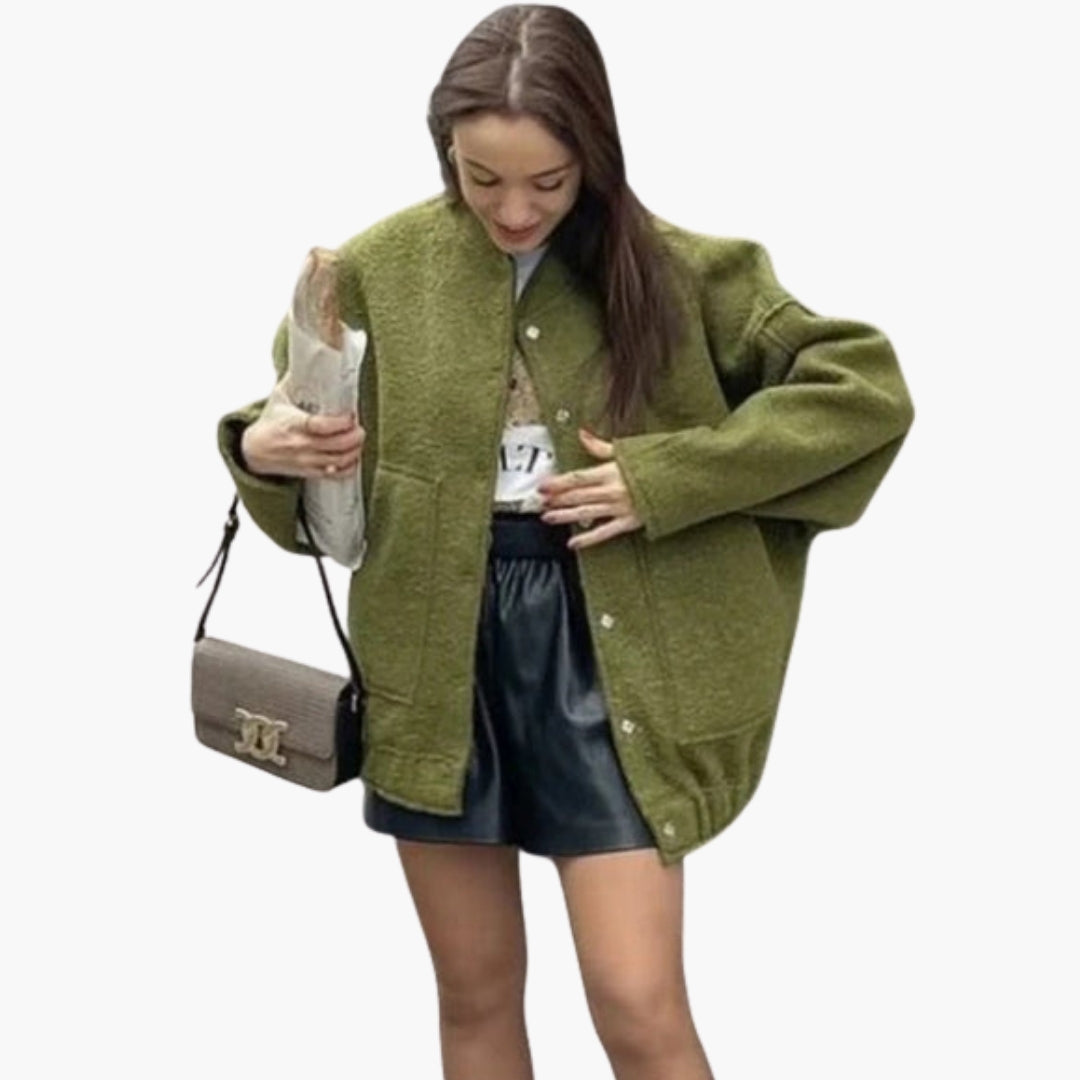 Women's bomber jacket with large patch pockets