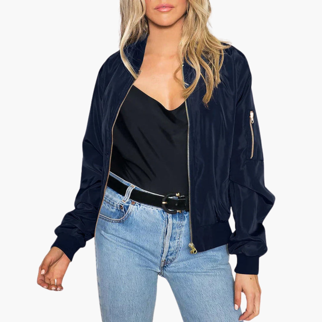 Bomber donna con finiture a coste