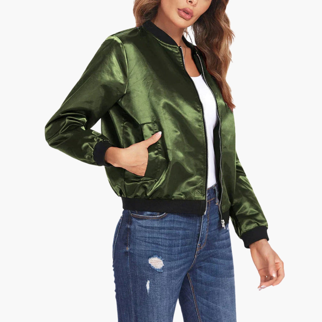 Bomber donna con finiture a coste
