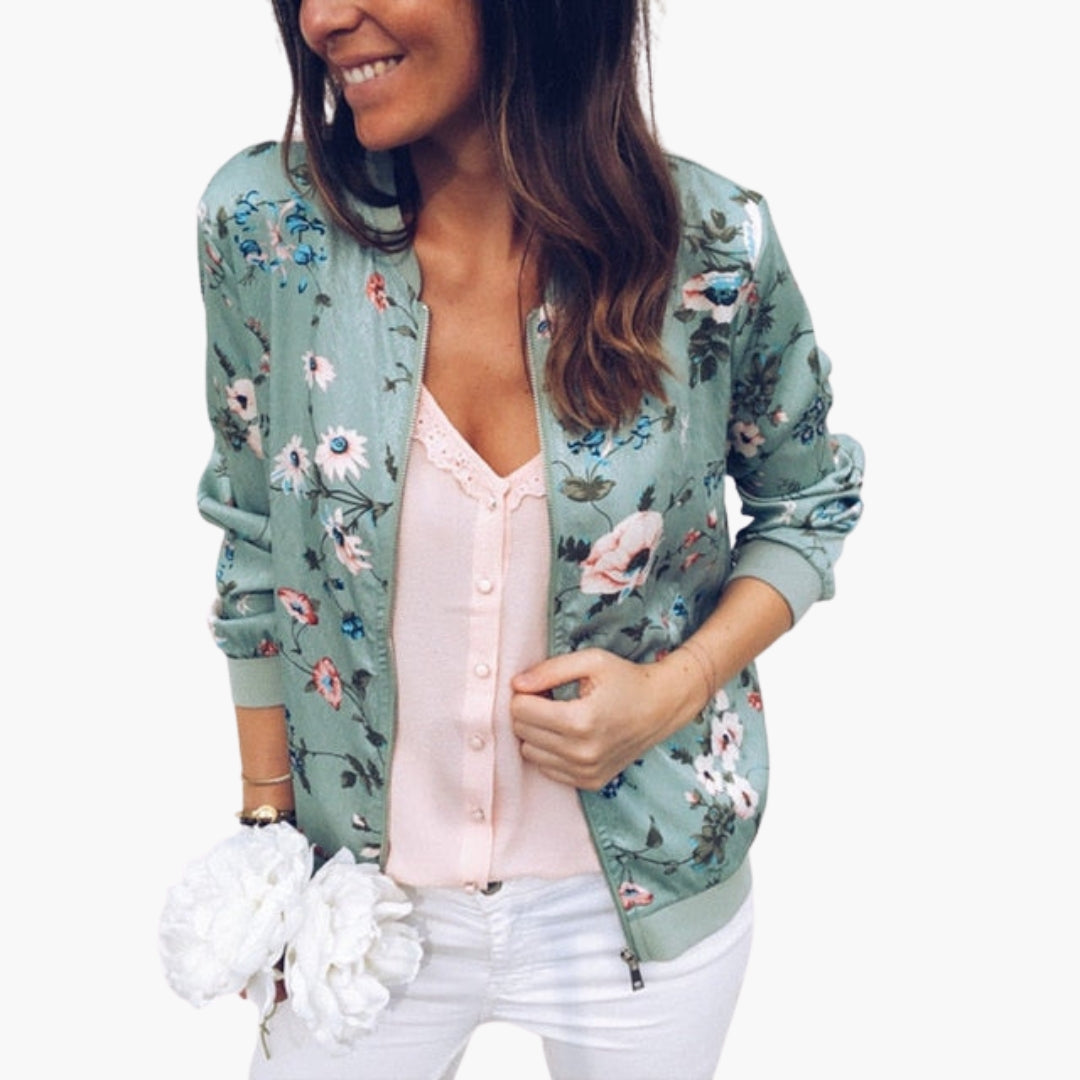 Women's bomber jacket with floral print