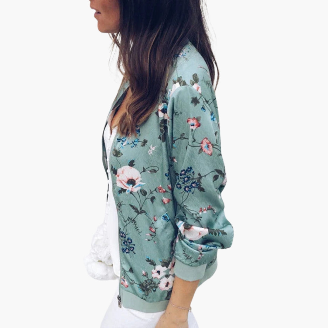 Women's bomber jacket with floral print