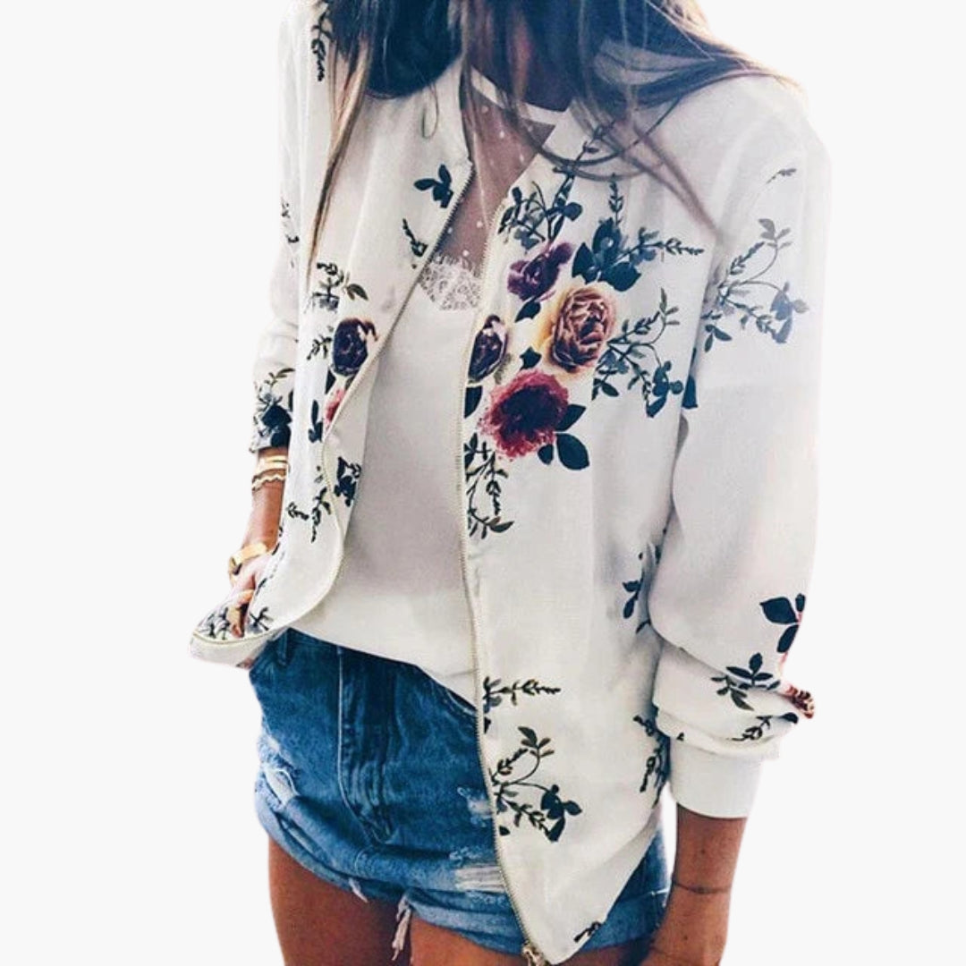Women's bomber jacket with floral print