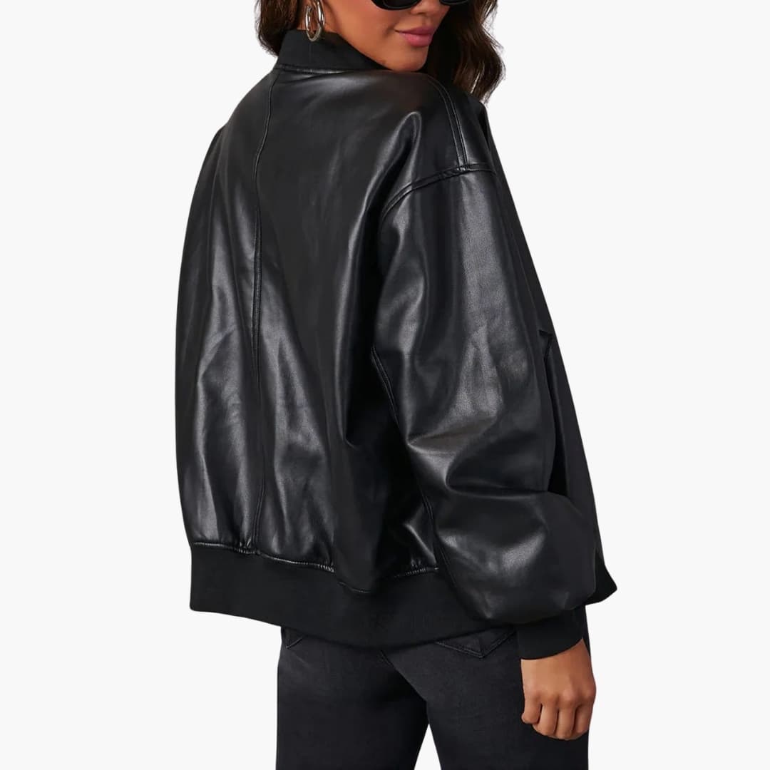 Blouson bomber femme avec fermeture zippée et poches latérales