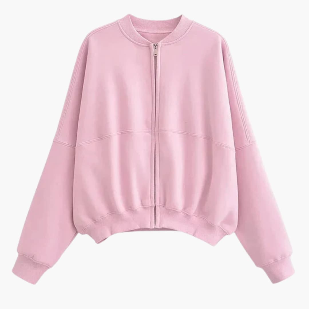 Bomber donna in pile con chiusura lampo