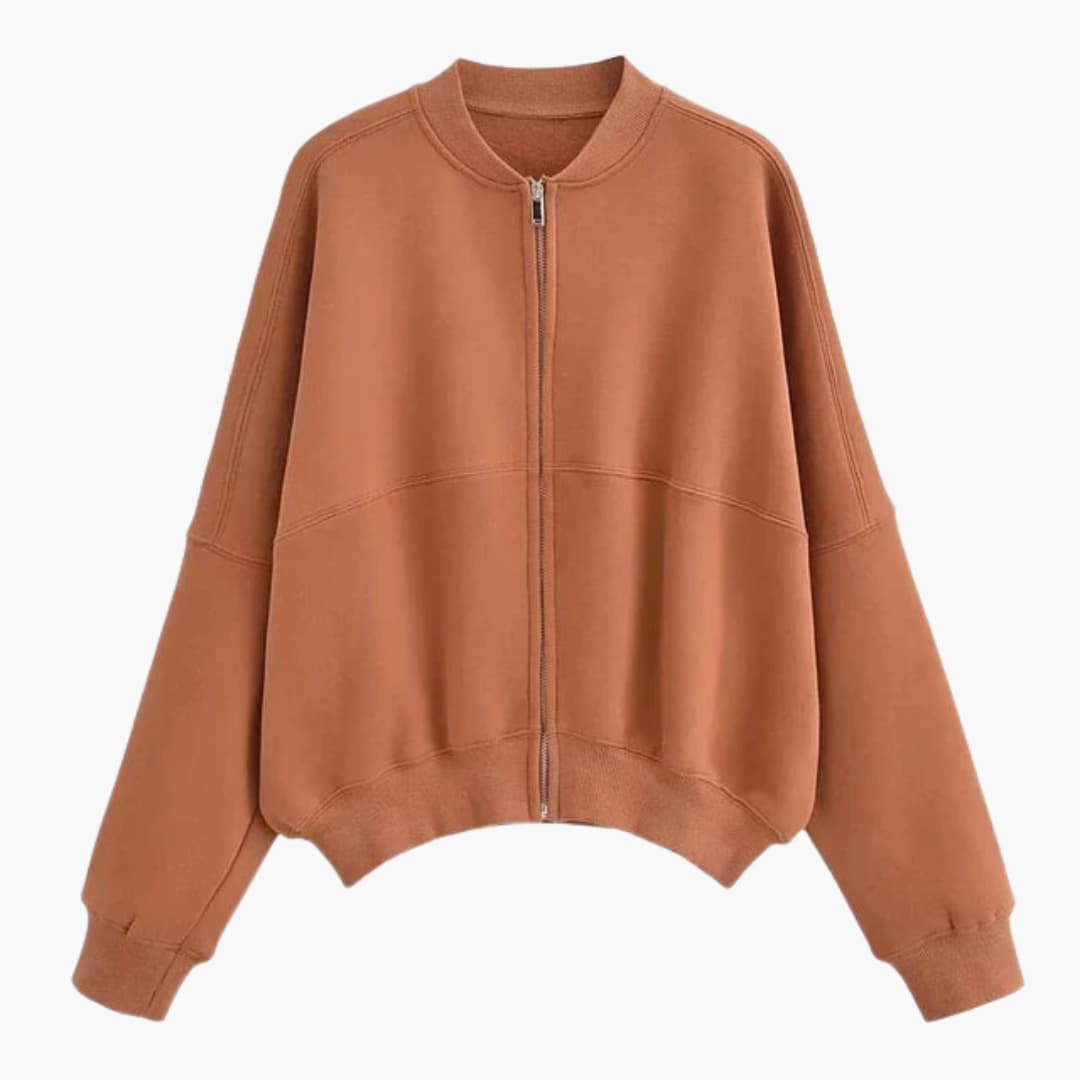 Bomber donna in pile con chiusura lampo