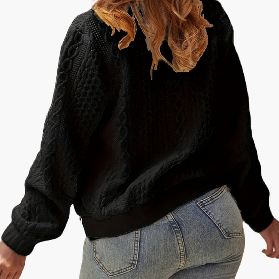 Blouson bomber donna testurizzato con collo alto e chiusura lampo