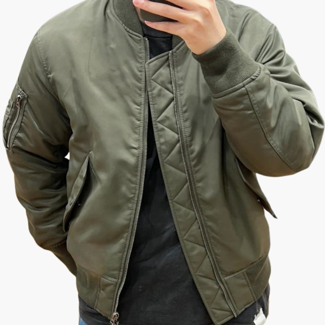 Blouson bomber homme à fermeture zippée et bas côtelé