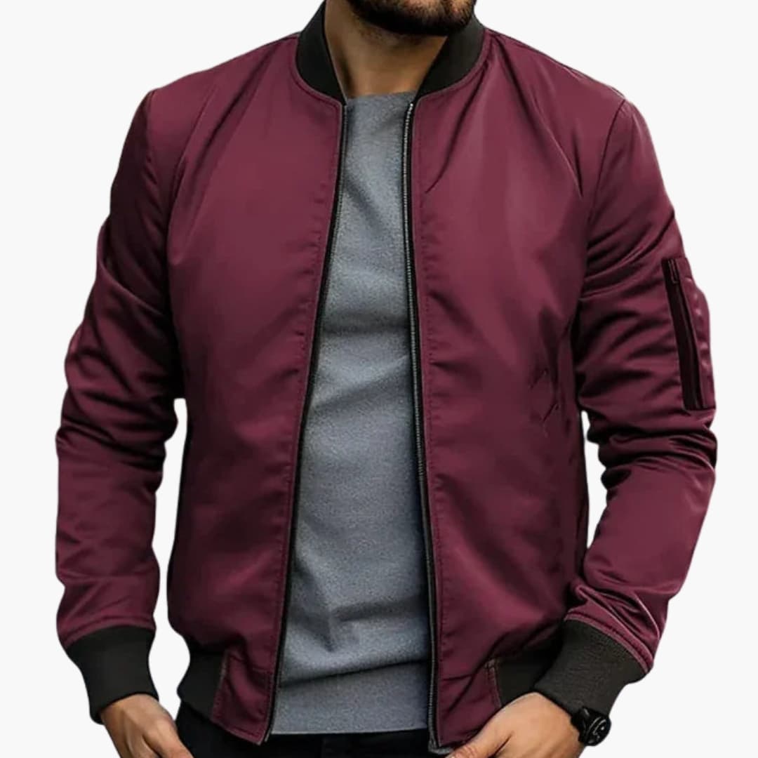 Blouson bomber homme avec col côtelé et fermeture zippée