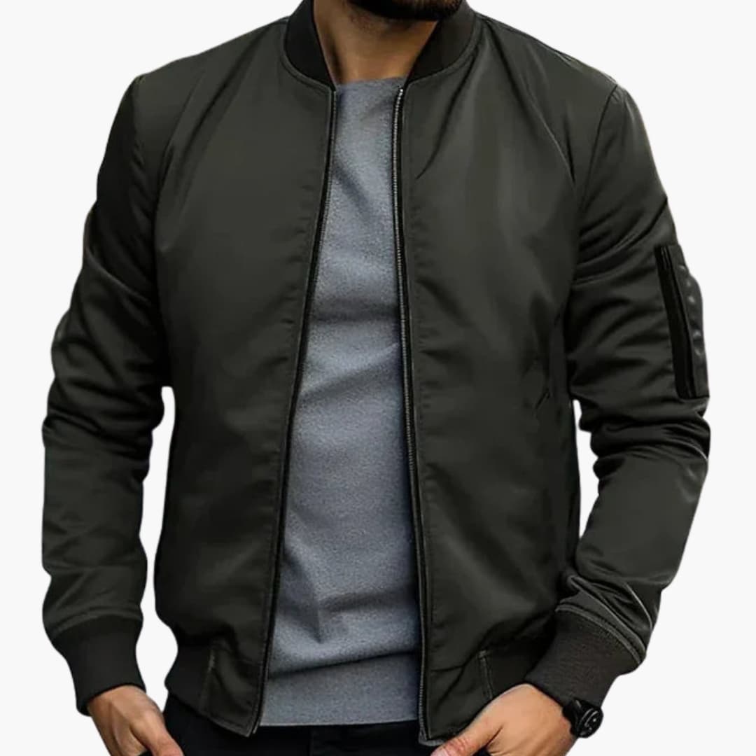 Blouson bomber homme avec col côtelé et fermeture zippée