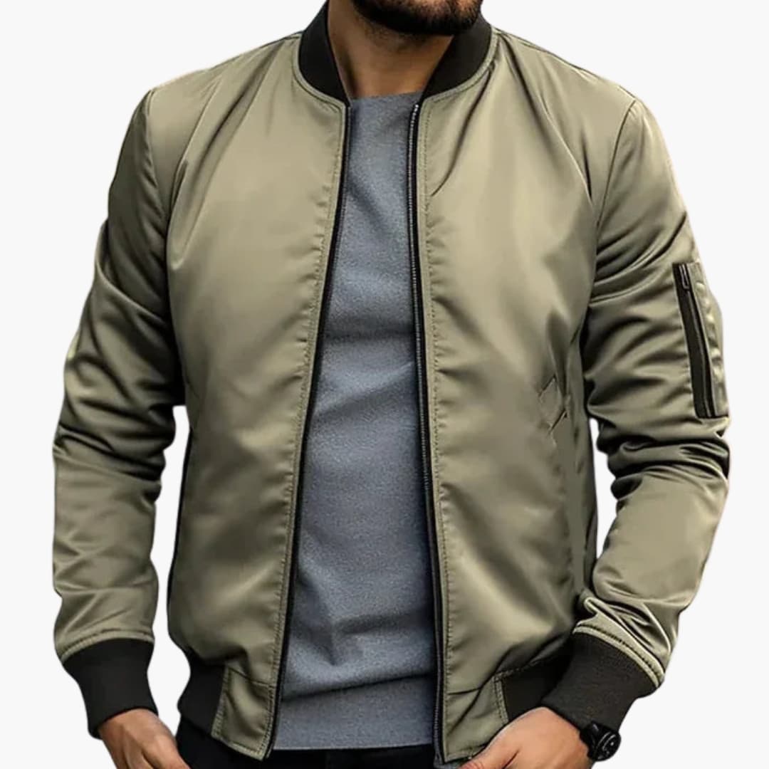 Blouson bomber homme avec col côtelé et fermeture zippée