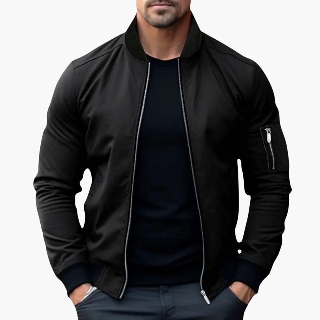 Blouson bomber homme avec col côtelé rayé