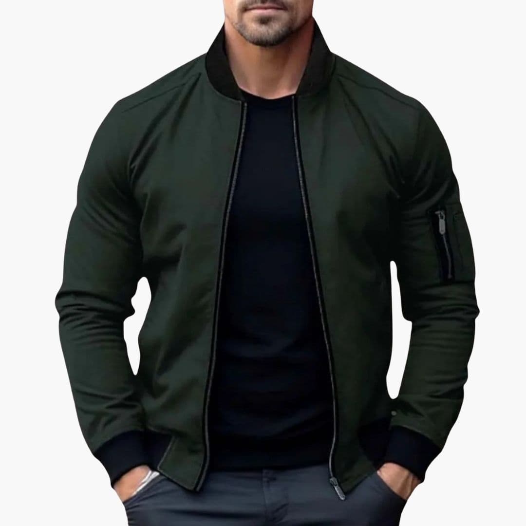 Blouson bomber homme avec col côtelé rayé