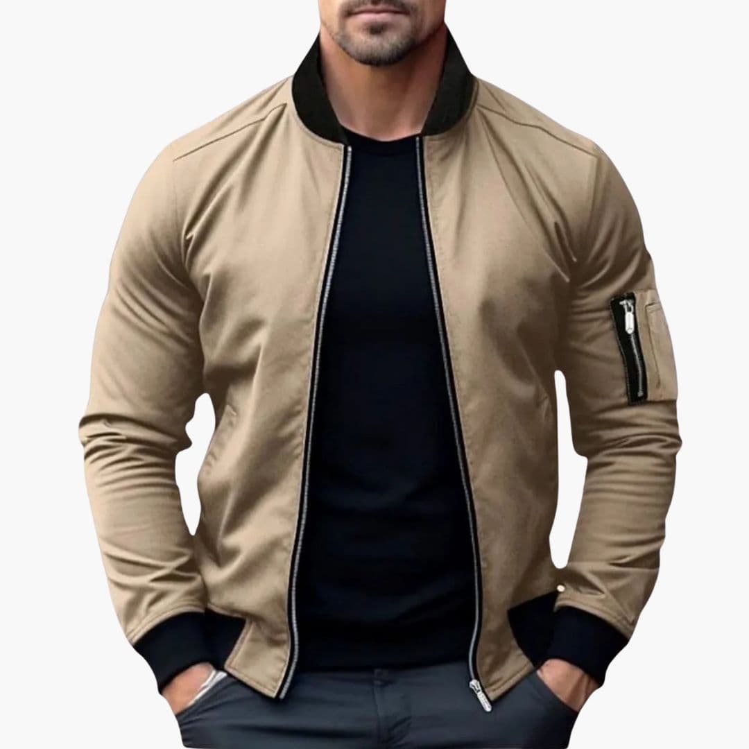 Blouson bomber homme avec col côtelé rayé