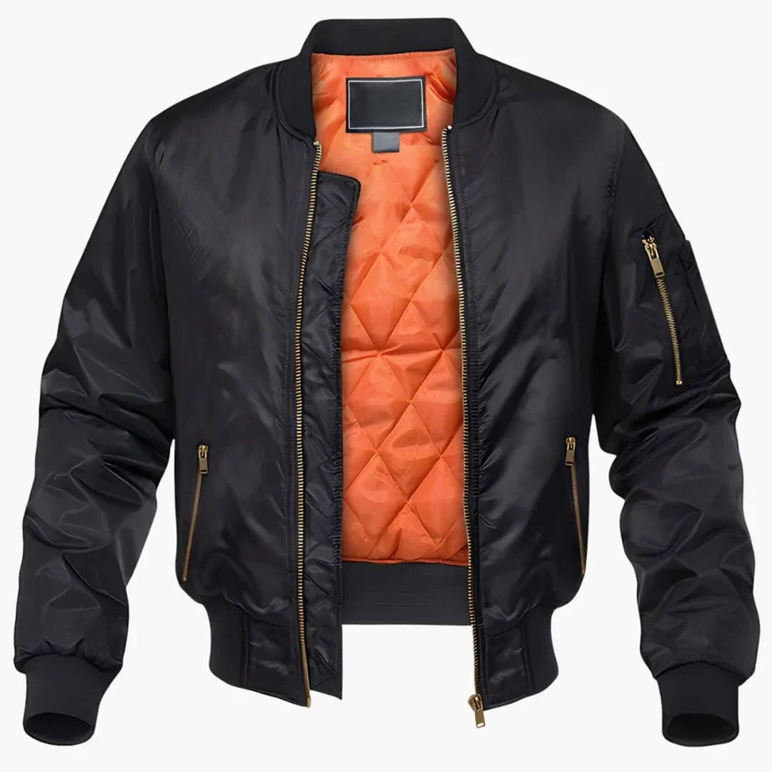 Blouson bomber homme avec fermeture zippée et doublure matelassée
