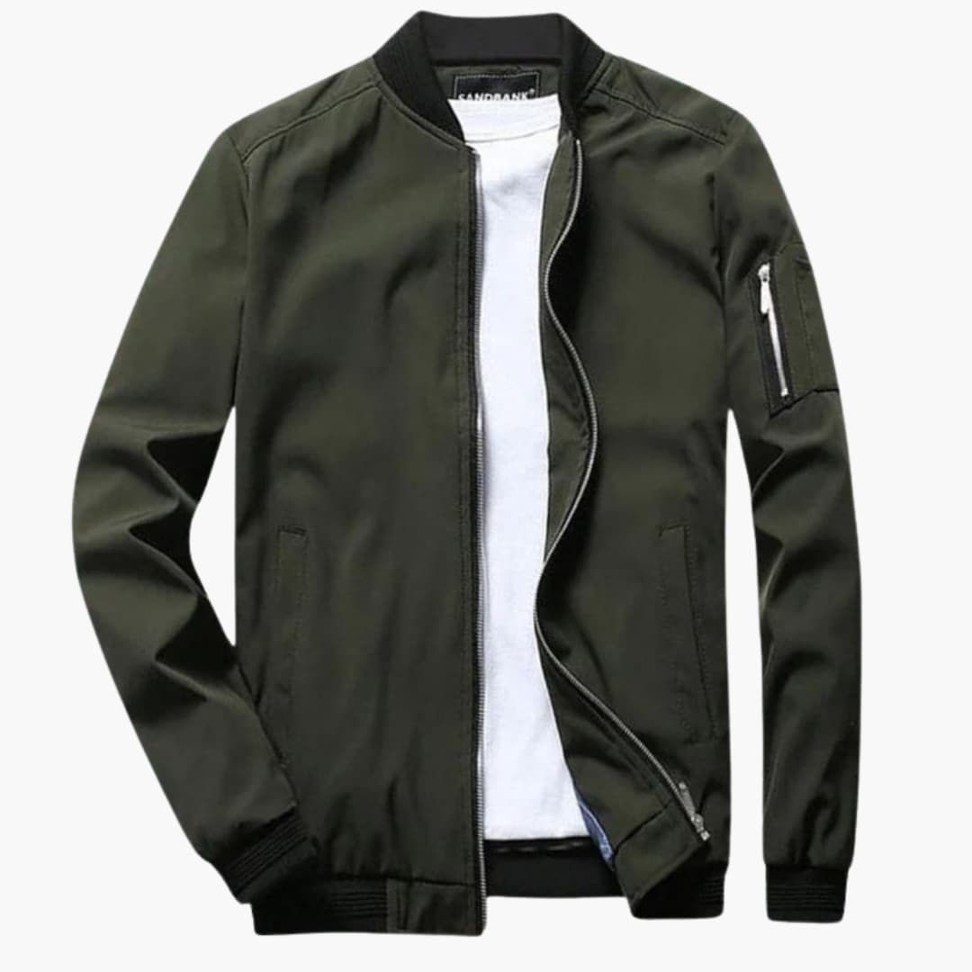 Blouson bomber uomo con chiusura lampo e superficie tinta unita