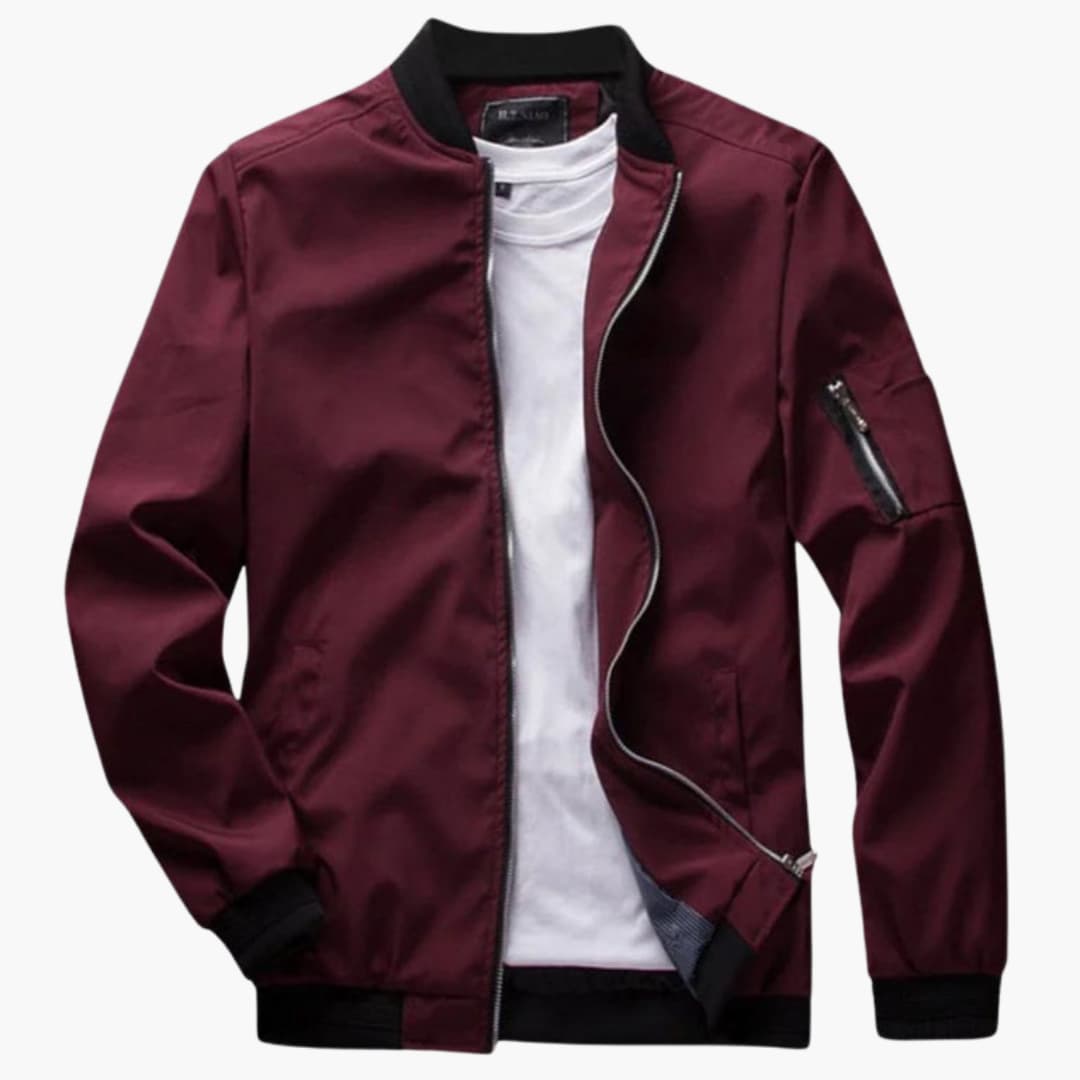 Blouson bomber uomo con chiusura lampo e superficie tinta unita