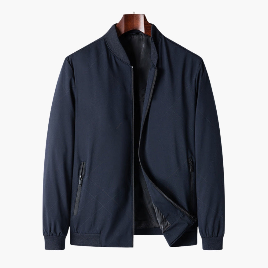 Giubbotto bomber uomo con zip e finiture a coste