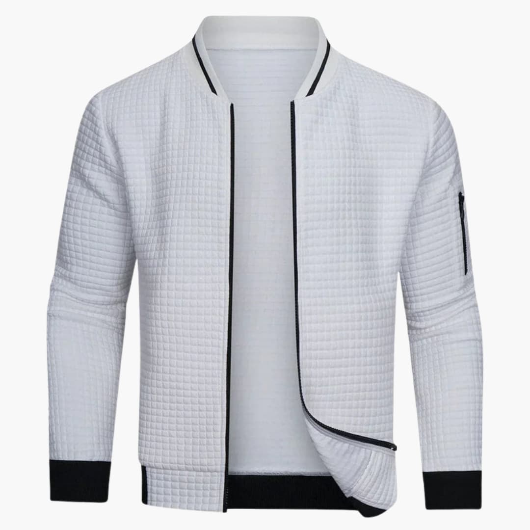 Blouson bomber matelassé pour homme avec ourlet côtelé et poche zippée sur la manche