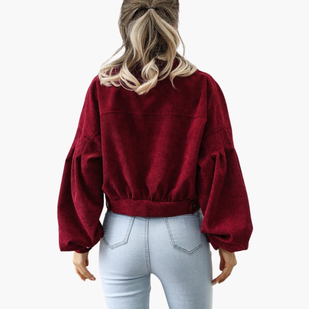 Bomber donna con chiusura lampo e finiture a coste