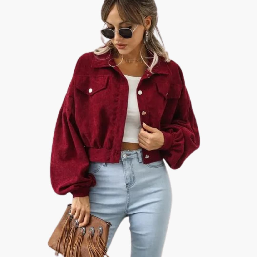 Bomber donna con chiusura lampo e finiture a coste