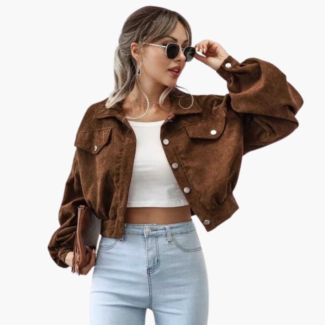 Bomber donna con chiusura lampo e finiture a coste