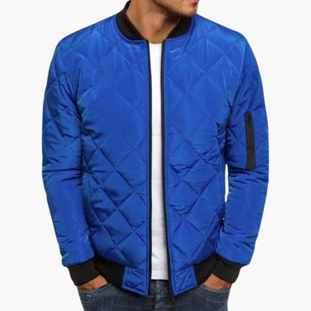 Bomber utilitario da uomo con superficie trapuntata e tasca con zip