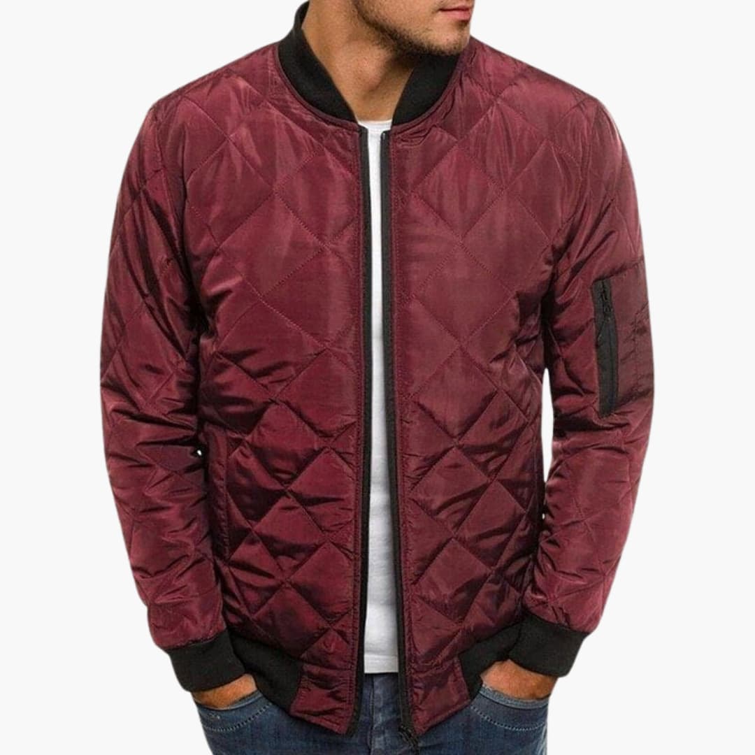 Bomber utilitario da uomo con superficie trapuntata e tasca con zip