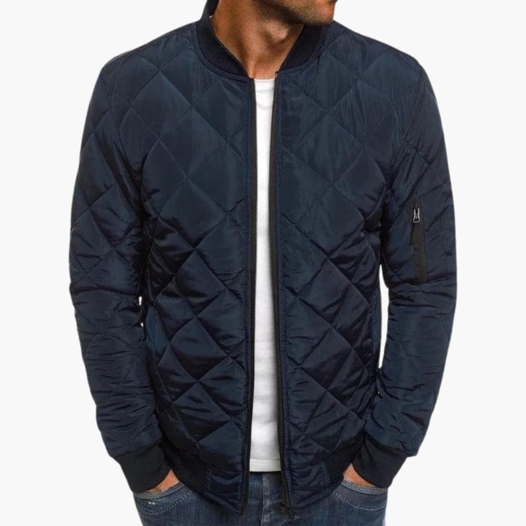 Bomber utilitario da uomo con superficie trapuntata e tasca con zip