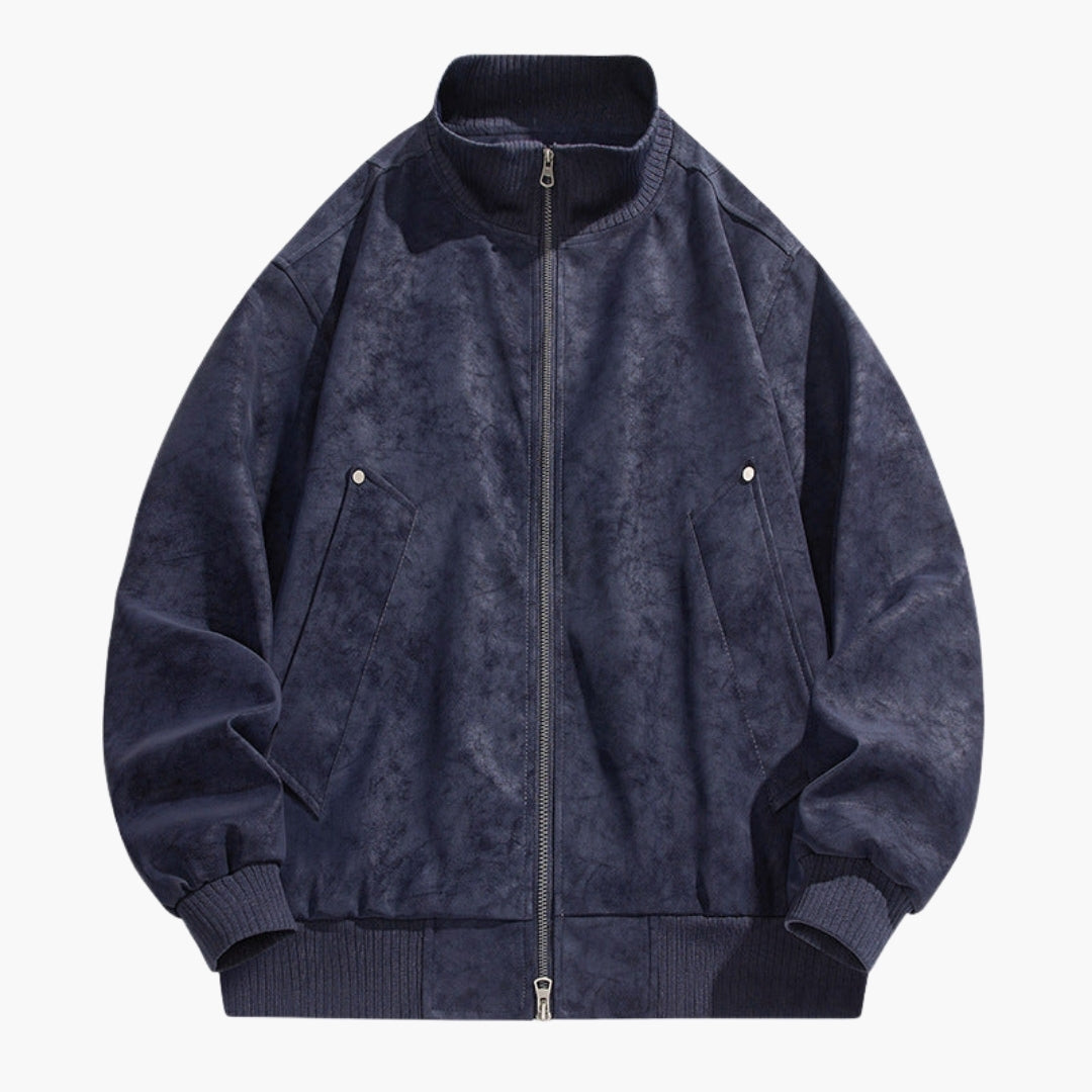 Herreblouson med høy krage og elastiske mansjetter