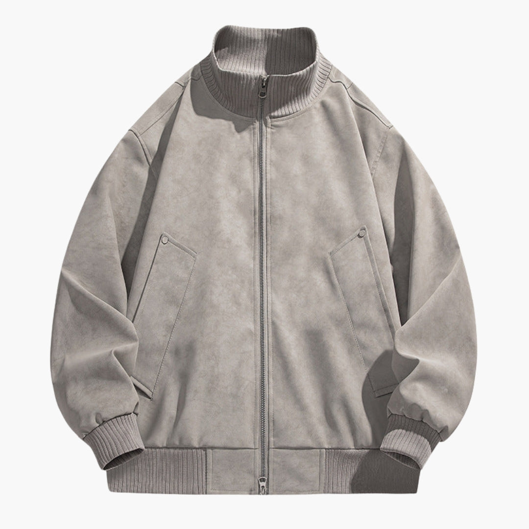 Herreblouson med høy krage og elastiske mansjetter