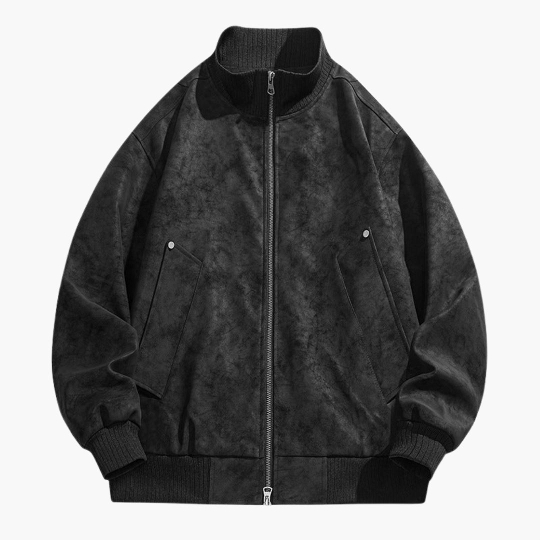 Herreblouson med høy krage og elastiske mansjetter