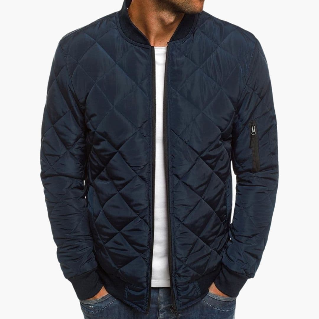 Bomber Homme Matelassé à Fermeture Zippée avec Col