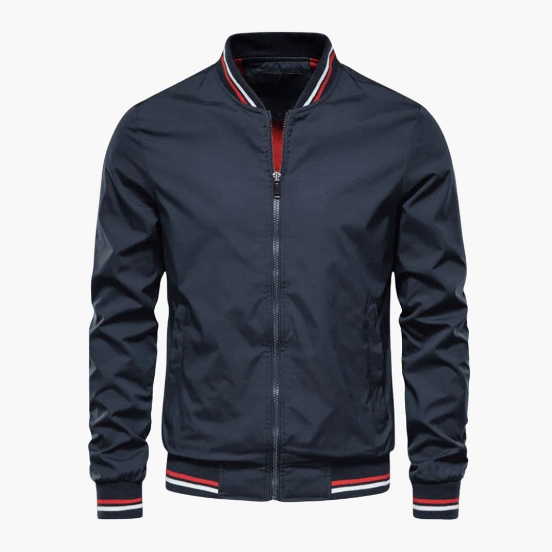 Bomber Homme avec Fermeture Zippée et Finitions Rayées