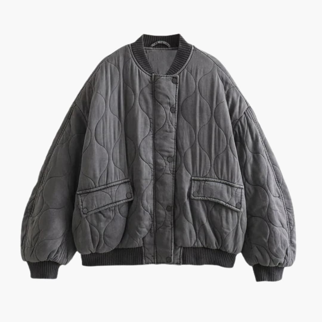 Bomber femme matelassé gris coupe oversize