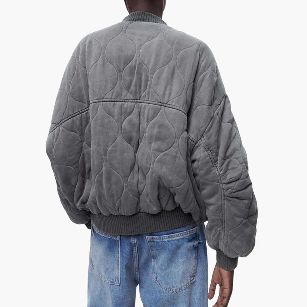 Bomber femme matelassé gris coupe oversize