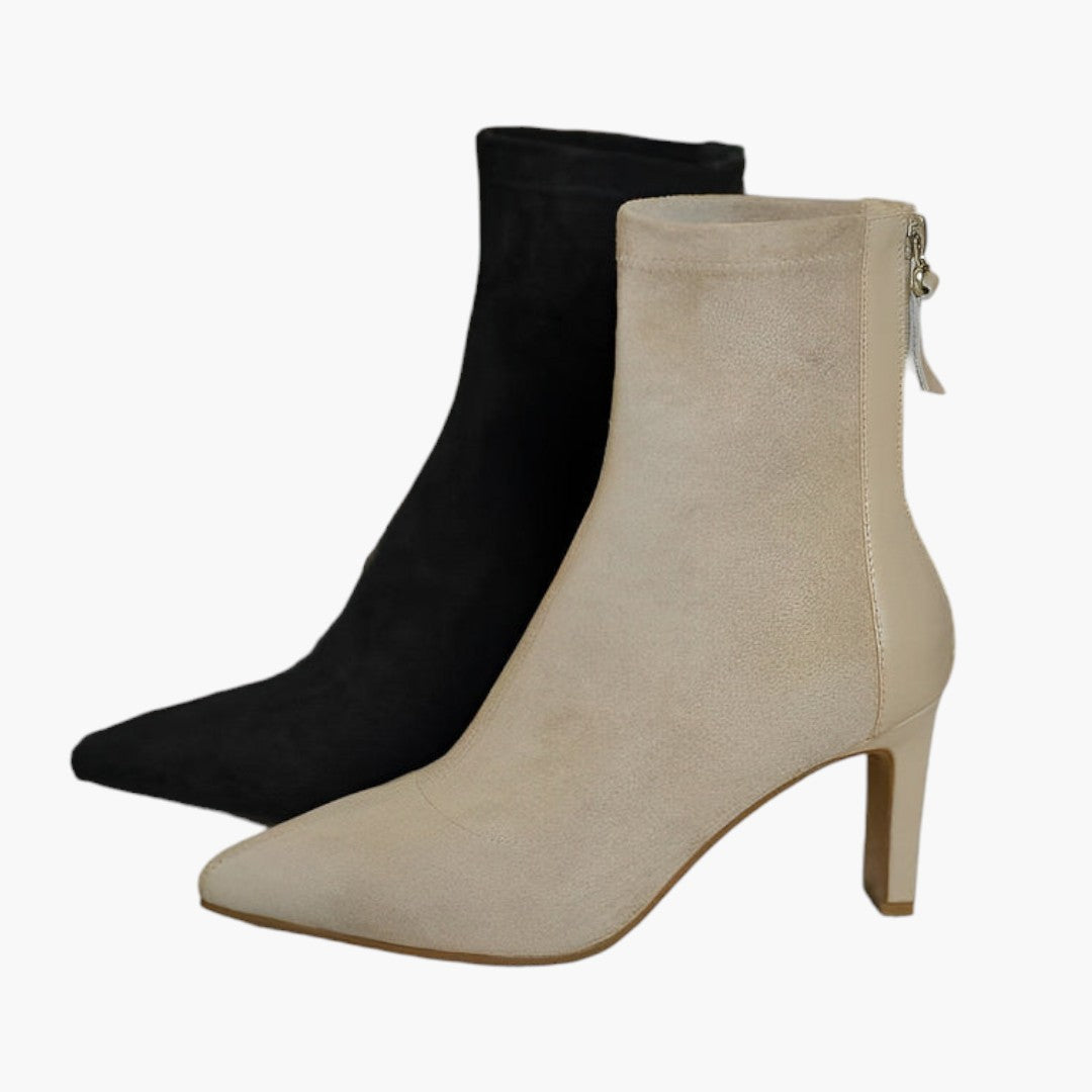Bottes Cheville Femme avec Bout Pointu et Fermeture Zippée