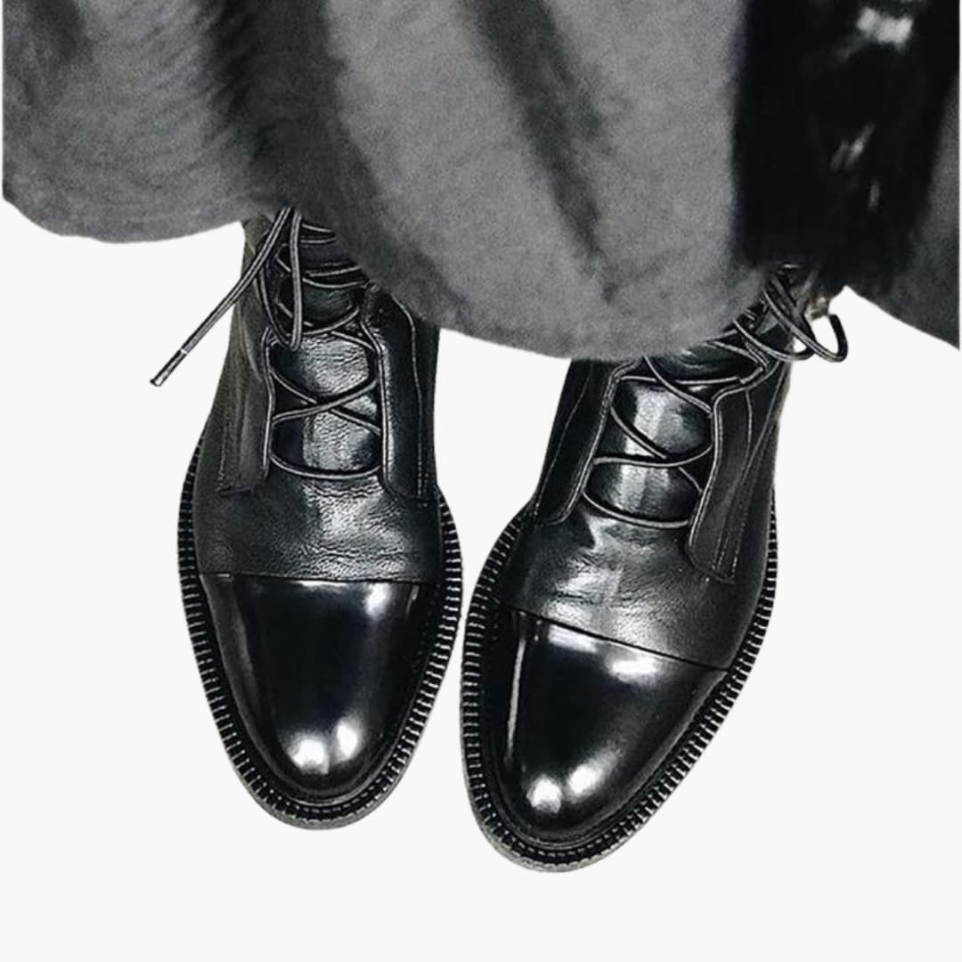 Bottes à lacets pour femmes avec bout rond et talon bas