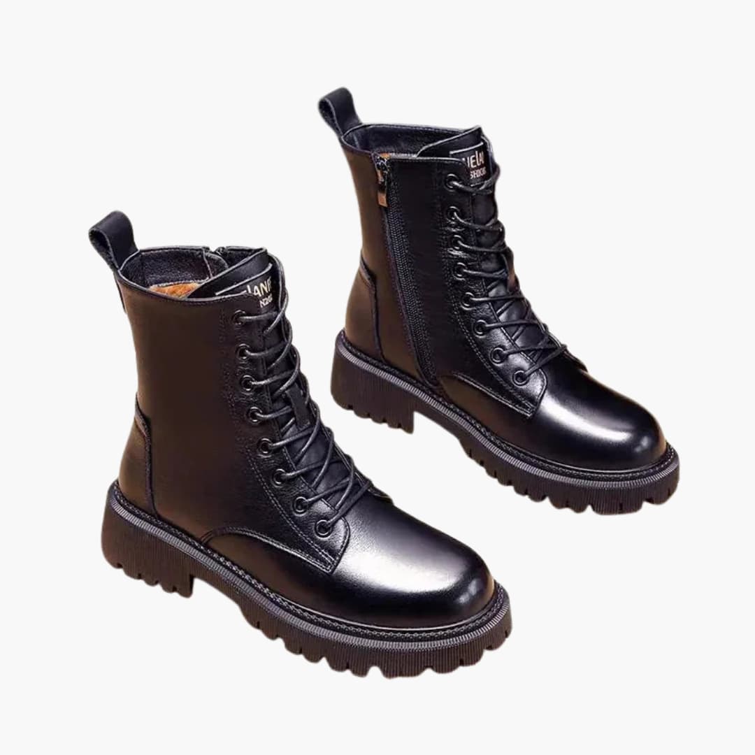 Bottes à lacets pour femmes avec fermeture éclair latérale et semelle épaisse