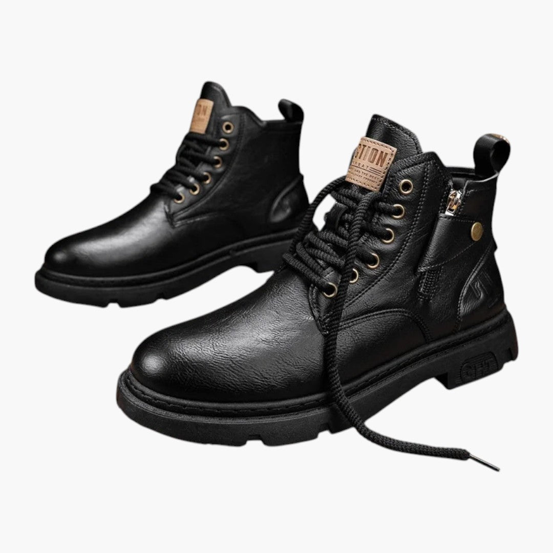 Bottes en Cuir Hommes avec Tige Cheville et Semelle PVC