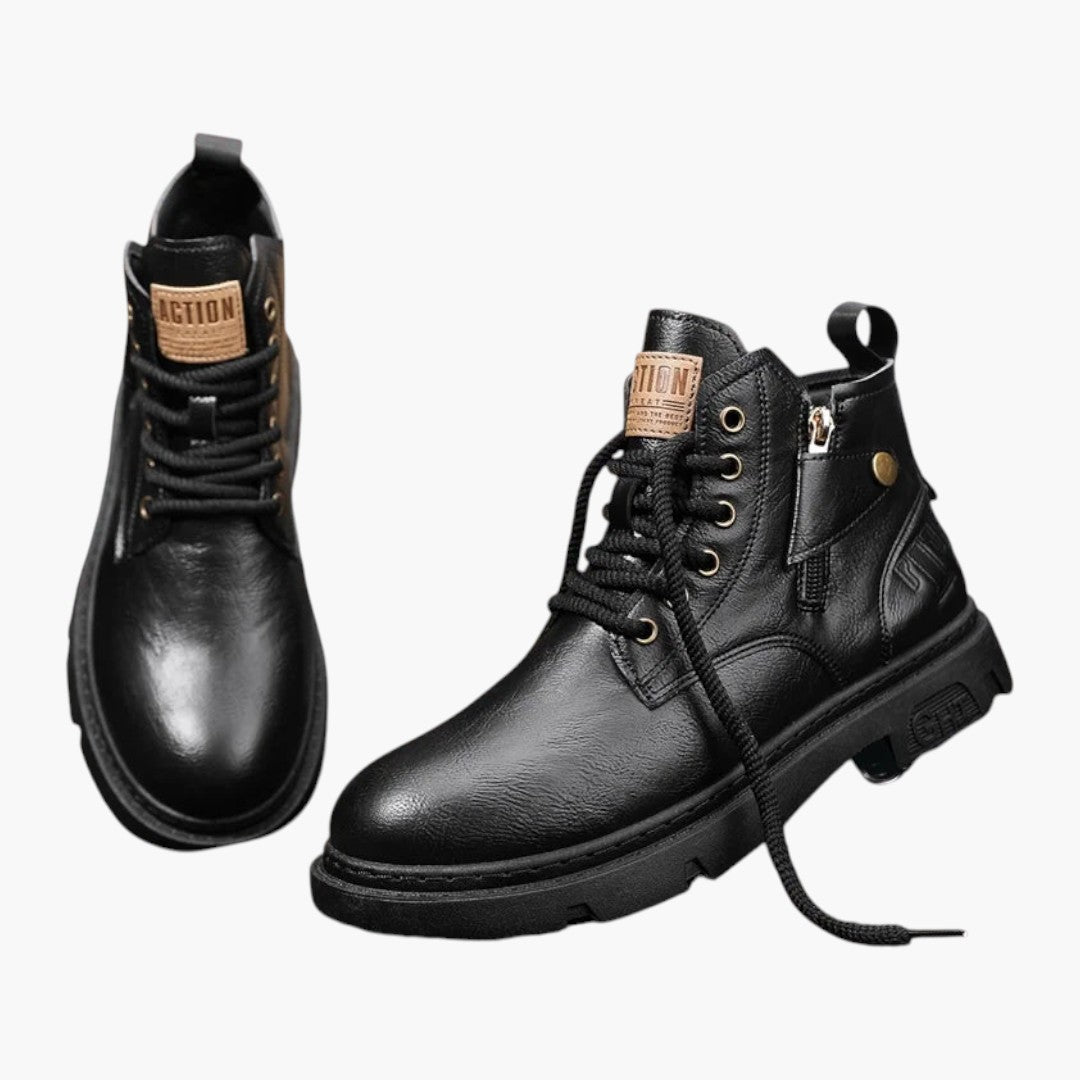Bottes en Cuir Hommes avec Tige Cheville et Semelle PVC